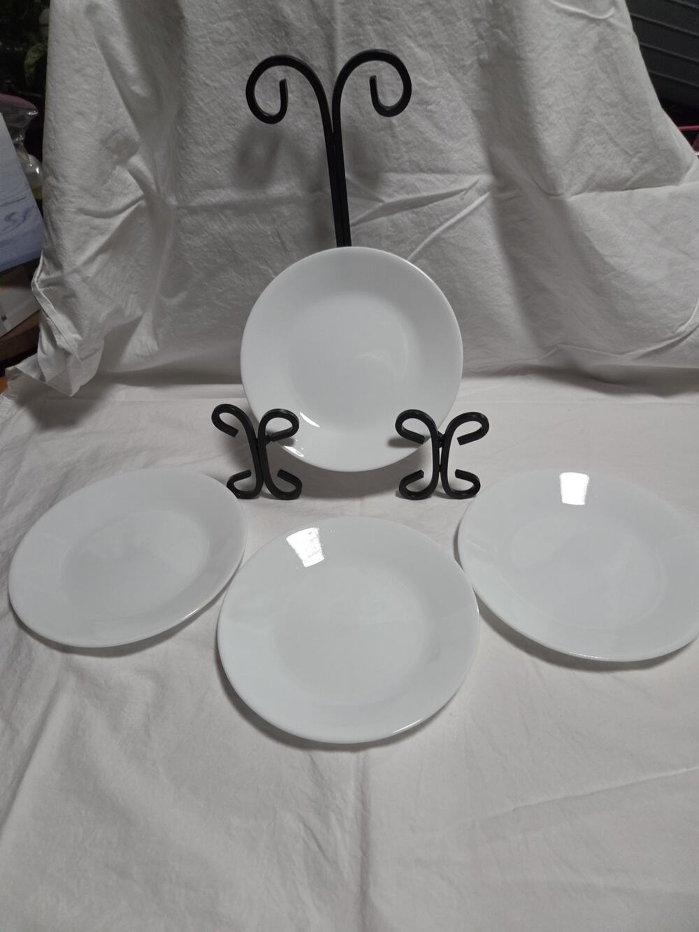 4 Corelle Winter Frost White Bread Plate Classic 6.75in